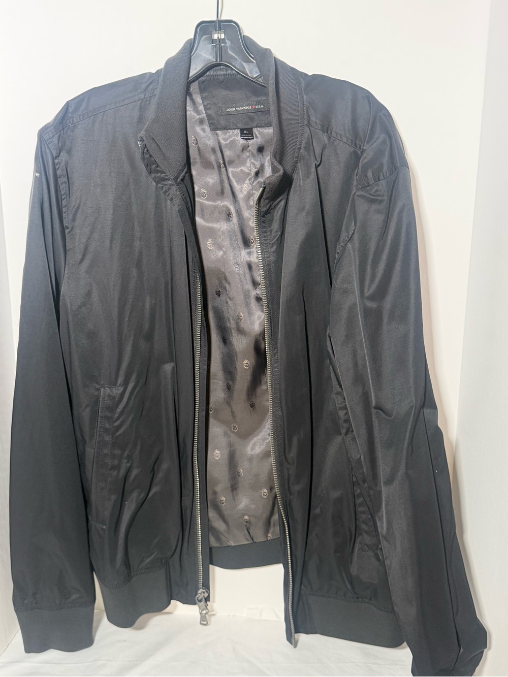 John Varvatos Black Satin-Lined Bomber Jacket